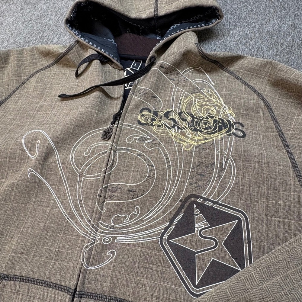 Sessions Mens Full Zip Hoodie Crosshatch‎ Graphic Ski Snowboard Jacket Large